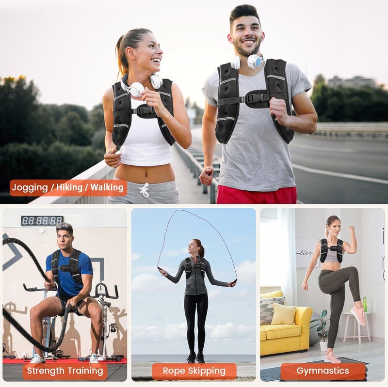 Poudee Weighted Vest, 6lb/8lb/10lb/12lb/16lb/20lb/25lb/30lb Weight Vest for Men Women, Body Weight Vests Adjustable with Reflective Stripe for Strength Training, Running, Workout, Jogging, Walking - Image 2